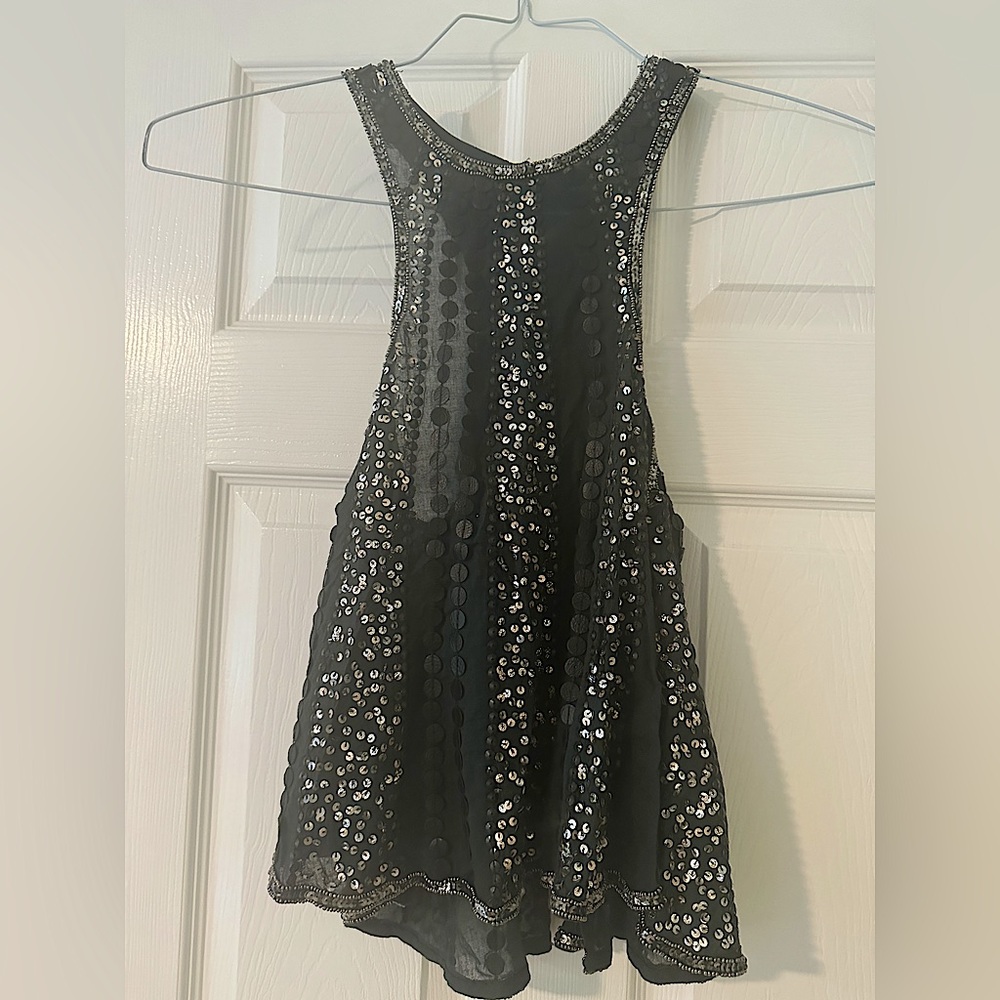 Urban Outfitters - Pins And Needles Sequin Holiday Tank Top - dark green - Sz M